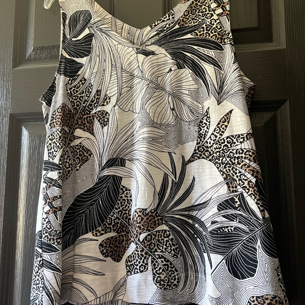 Stylish Women's Sleeveless Top with Black and Brown Print